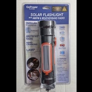 GoPower Emergency Solar LED Flashlight With AM/FM Weather Band Radio